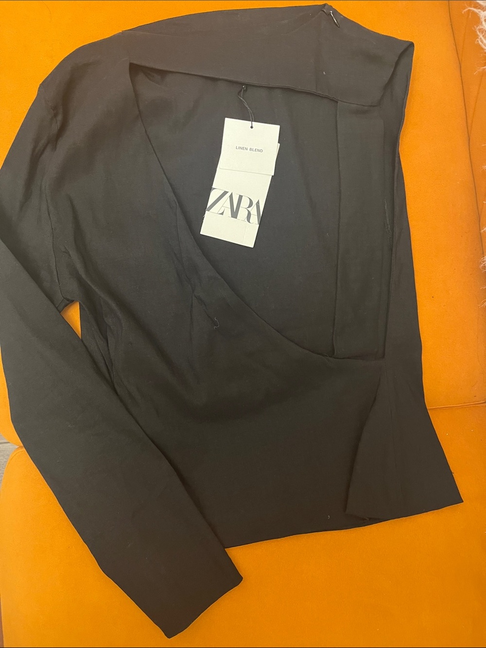 Zara Black One-Sleeve Open-Back Asymmetrical Top - Picture 4 of 7